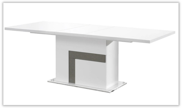 Luxuria Extendable White Wooden Dining Table With Marble Legs