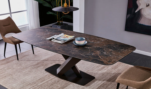 Jennifer Italia Aster Fixed Rectangle Dining Table with Ceramic Top