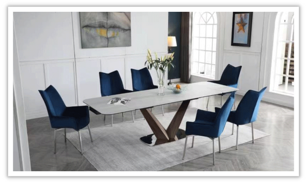 Luke Extendable White Ceramic Dining Table (9188)