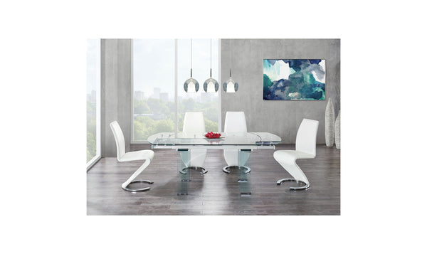 Global Furniture Giacinta Clear Glass Extendable Dining Table