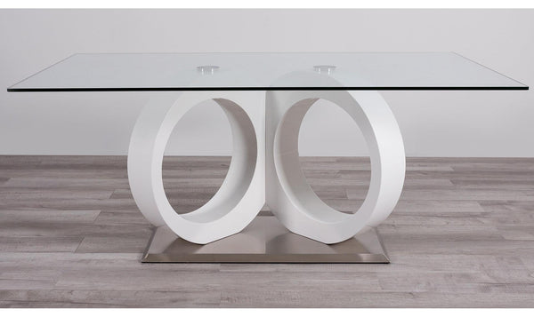 Global Furniture Gottlieb Contemporary Glass Top Dining Table in White