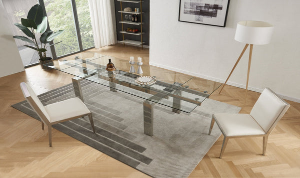 Jennifer Italia Axel Rectangle Extendable Dining Table with Glass Top