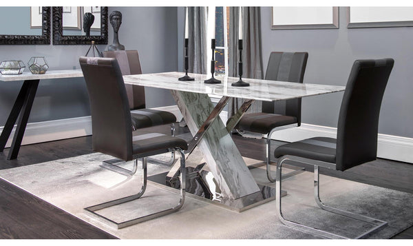 Global Furniture Sismic Rectangle Dining Table with Gray Faux Marble Top