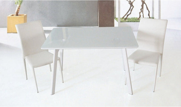 Jennifer Italia Alex Rectangular Glass Top Dining Table in White